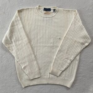 NWT Vintage 2000 John Ashford Cable Knit Sweater Ivory Lrg Made in Australia Y2K